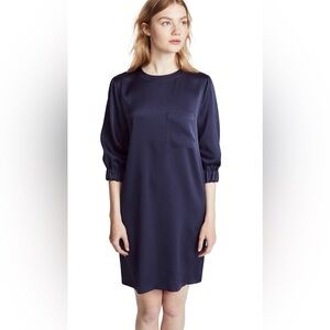 Vince Women's Blue Keyhole Back Shift  Dress Size large